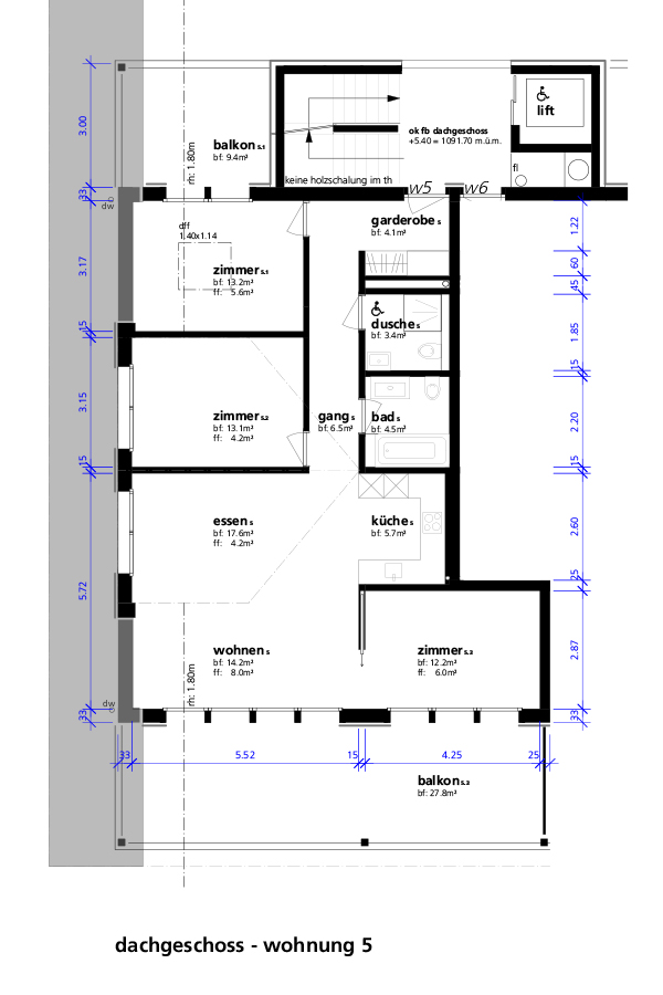 Wohnung 05 - Dachgeschoss links - 4.5 Zimmer